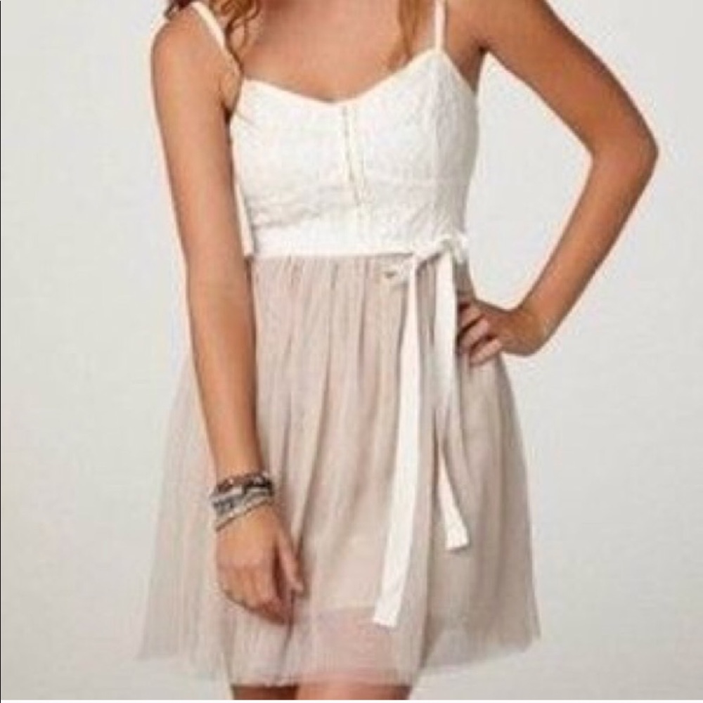 NWT AE Cream and Tan Corset and Tulle Dress